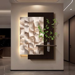 玄关装饰画高级感抽象艺术入户走廊过道挂画水培绿植进门灯光壁画
