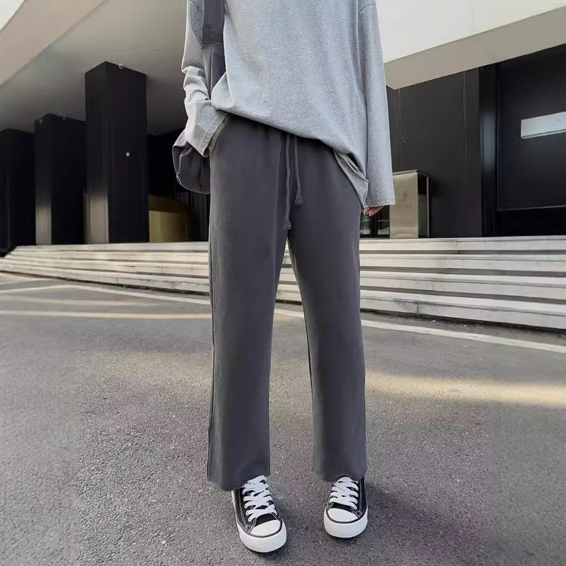 Sand wash heavy craft old terry straight casual pants pear-shaped body small nine points slim grandma pants wholesale