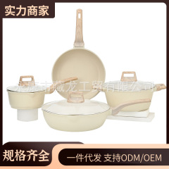 国境を越えて麦飯石を採集して鍋の贈り物のフライパンのかまどの通用のアルミニウム合金の鍋のセットの卸売りをしません。