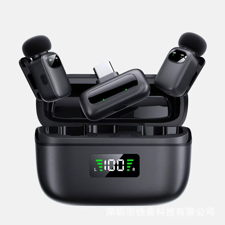 Новый беспроводной петличный микрофон T1 Mini с шумоподавлением и зарядным чехлом с цифровым дисплеем, невидимый микрофон для записи в прямом эфире с функцией изменения голоса.