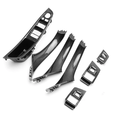 Suitable for BMW 5 series Armrest, handle, handle - carbon-fiber-pattern-seven-piece-set-high-end-version