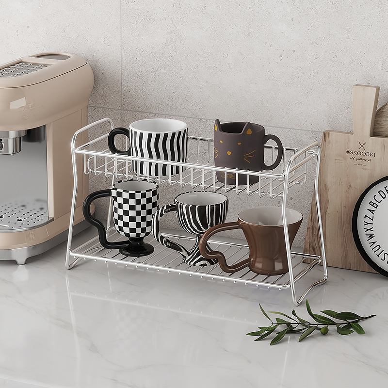 Washbasin Stainless Steel Storage Rack Double-Layer Bathroom Storage Toilet Cosmetics Shelf Toilet Washbasin Countertop