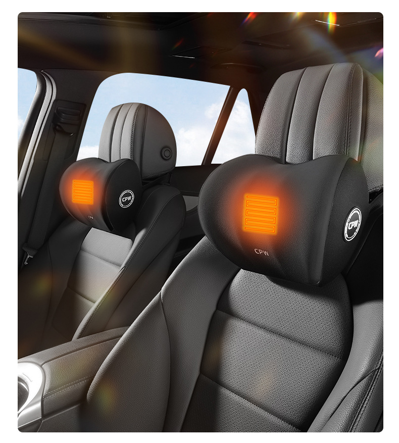 Car electric massage heating lumbar support car long-sitting waist support cushion waist car neck pillow car headrest cushion