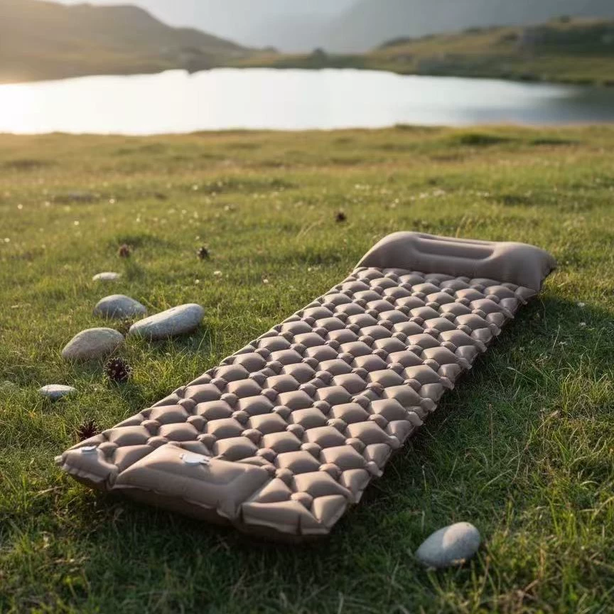 Новая модель 2025 года, подставка для ног с подголовником, одинарная и двойная ромбовидная ТПУ, уличный походный стиль, влагостойкая, сверхлегкая надувная подушка для походов