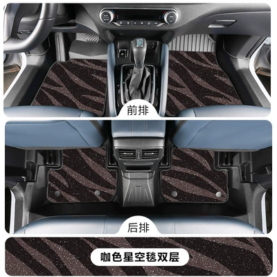 Modelə uyğun ayaqaltı – Qashqai 16-26 Models, Full Surround - nissan-qashqai-2019-2025-model-with-air-outlet-in-the-armrest-box-tpe-foot-pad-coffee-starry-sky-blanket