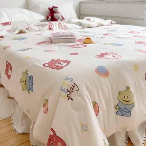 Foreign Trade Class A Fresh Print Knitted Cotton Summer Blanket Soybean Summer Cool Blanket Washable Children's Air Conditioner Cover Thin Blanket