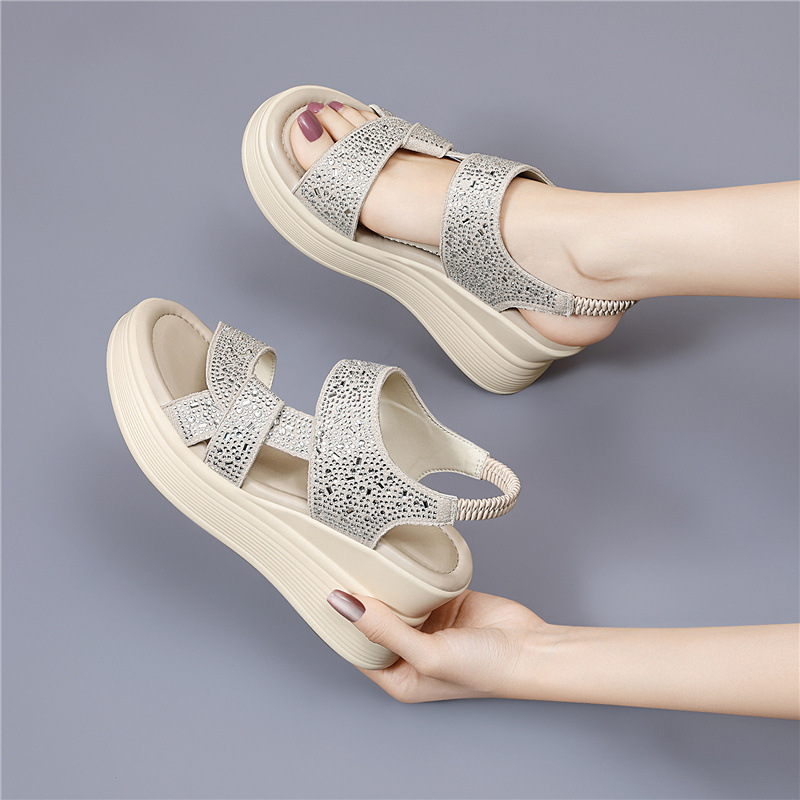 Sandal nữ đính đá đế dày mềm mại 2026 — 6144 Da đen, 6144 Màu be