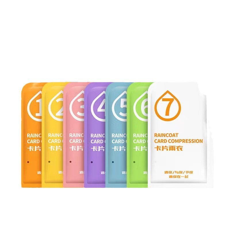 Impermeable de tarjeta de siete colores Morandi desechable compresión de cremallera portátil engrosamiento largo de viaje al aire libre poncho