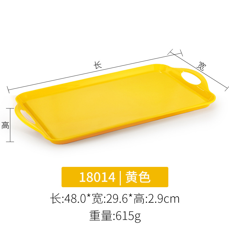 Super grueso A5 bandeja de melamina comercial rectangular con mango plato de comedor de jardín de infantes de plástico pan de exhibición plato de doble oreja