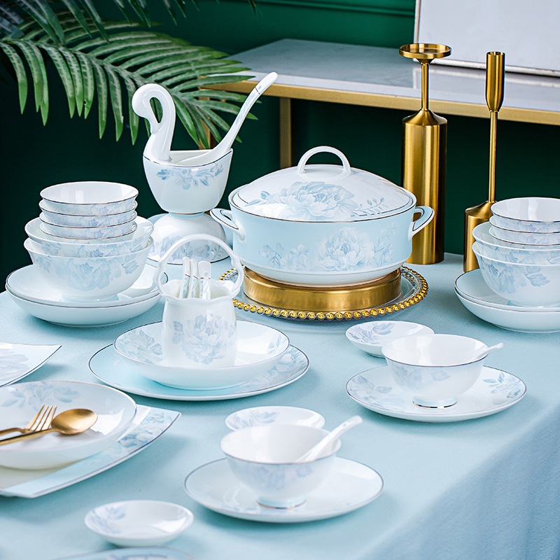 Jingdezhen vajilla de cerámica traje hueso plato China plato nórdico cena hogar vajilla hogar inauguración plato regalo al por mayor