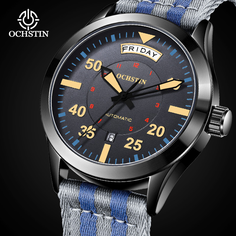 Swiss Brand Master Series Popular Fully Automatic Mechanical Watch Dual Calendar Waterproof Luminous Business Men's Watch Nylon Band Swiss Brand Master Series Popular Fully Automatic Mechanical Watch Dual Calendar Waterproof Luminous Business Men's Watch Nylon Band