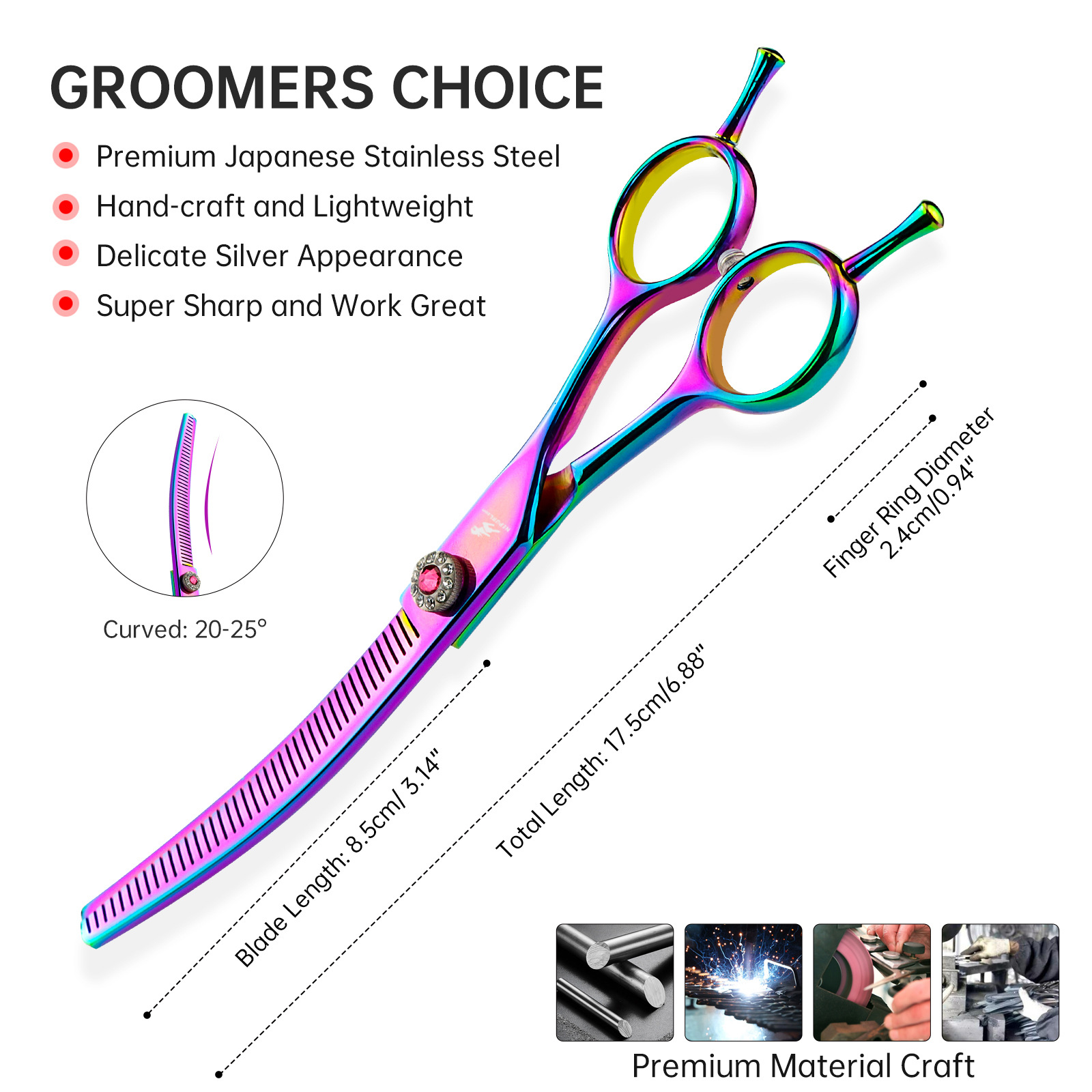 7.0inch Pair Tail Fish Bone Dense Beauty Hair Trimming Scissors Pet Curved Teeth_voghion.com