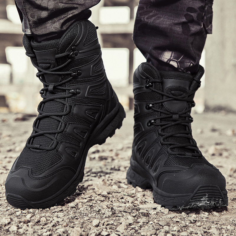 Una pieza de botas tácticas transfronterizas para hombres, tamaño 47 botas militares al aire libre, cordón antideslizante, anti-abrasión y anti-choque
