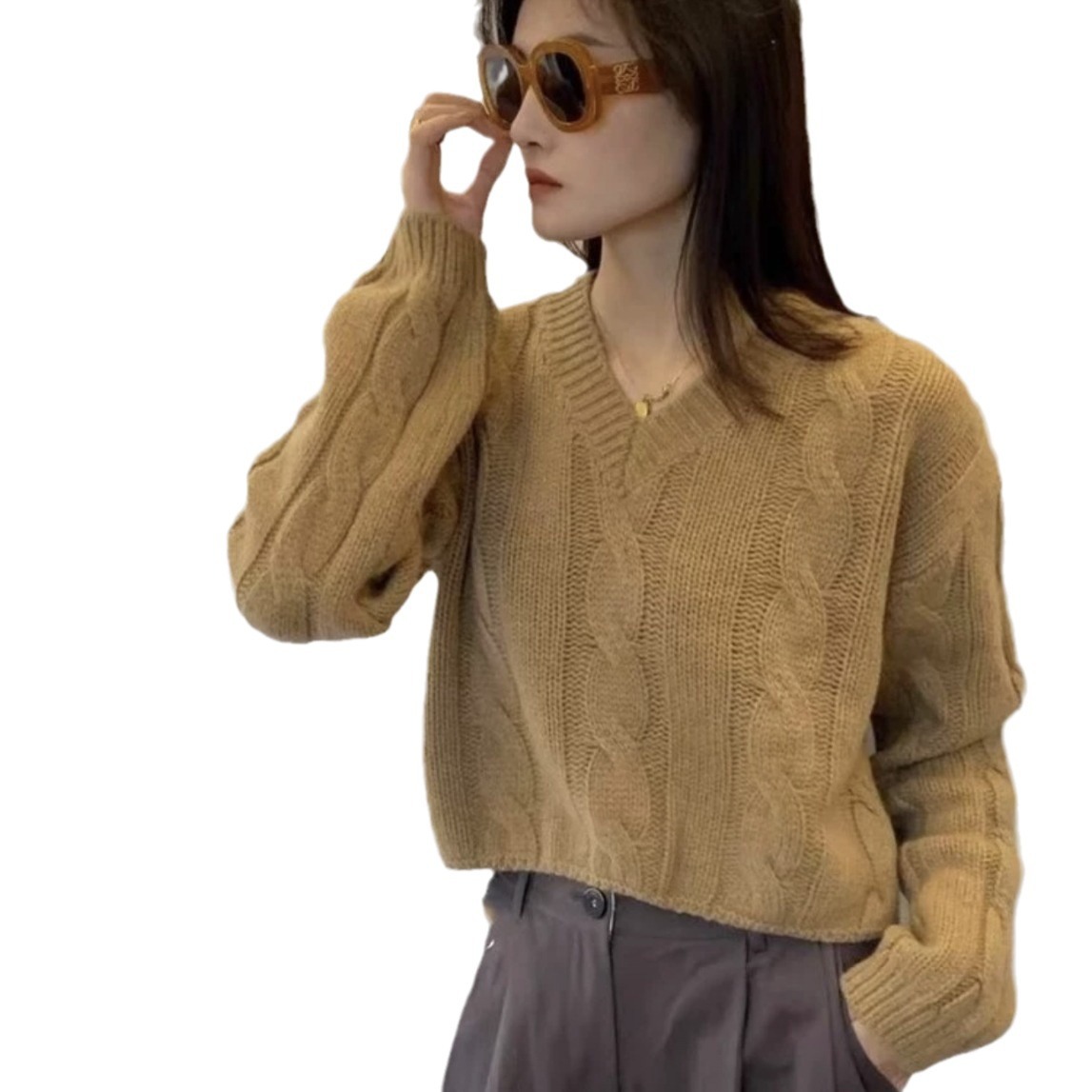Demi-season woolen velvet sweater