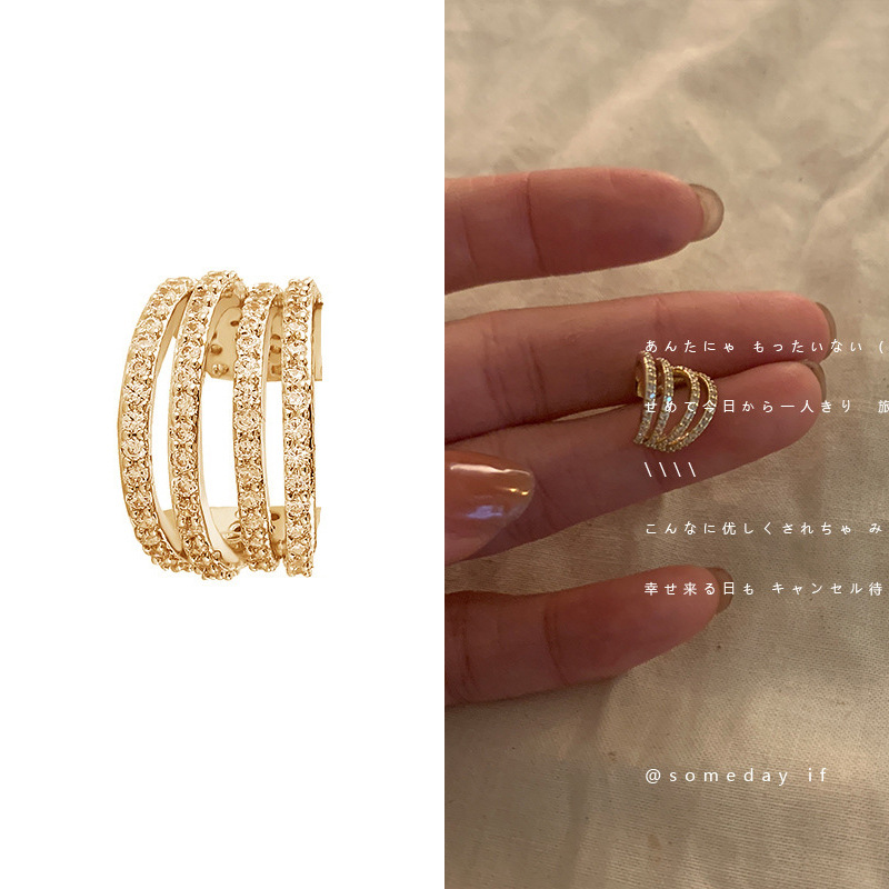 8g Weight Zircon Inlay Material Ear Studs Classification 1 Piece Quantity Daily Occasion Copper Material U Shape Pattern Women'S Gender Plating Design Fashion Style Fashion U Shape Copper Plating Zircon Women's Ear Studs 1 Piece 4