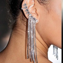 新款闪耀流苏高级感菱形流苏耳环长款耳饰显瘦气质简约风新娘耳坠
