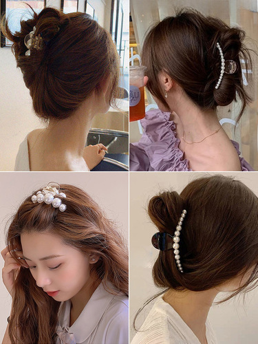 Pearl hair clip hair clip back of head small grab clip female summer hair clip headdress Korean hair accessories shark clip
