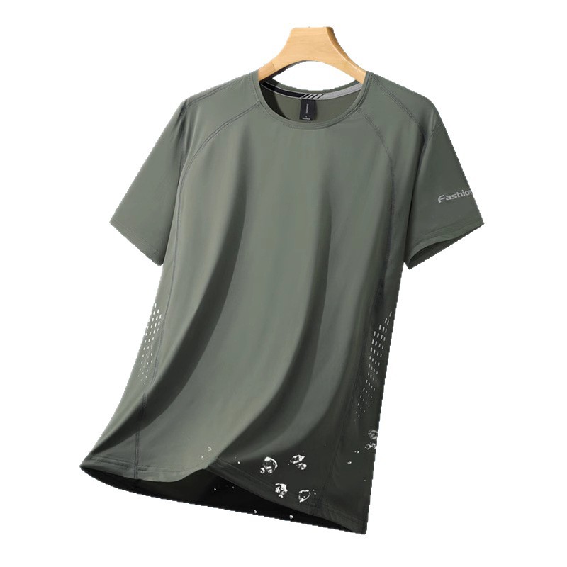Thin sports quick dry summer silk elastic breathable short sleeve…