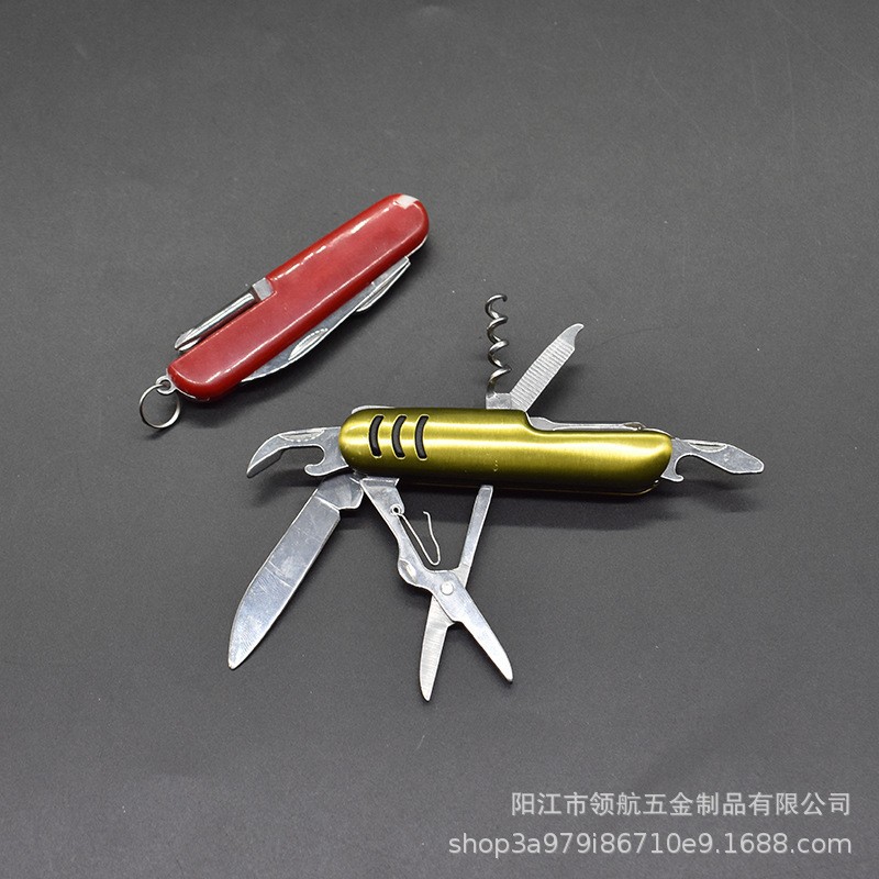 直销十一开多功能不锈钢刀具 多功能组合小刀 户外折叠刀礼品刀具