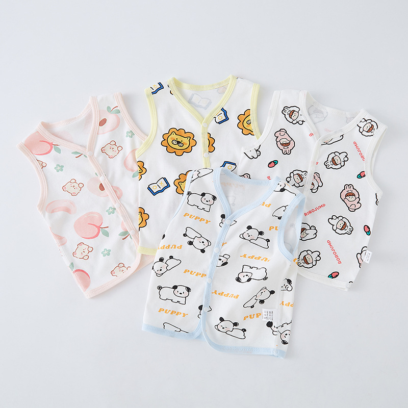 Children's vest, spring and autumn outerwear, baby pure cotton vest, thin small vest for boys and girls, newborn and toddler shoulder