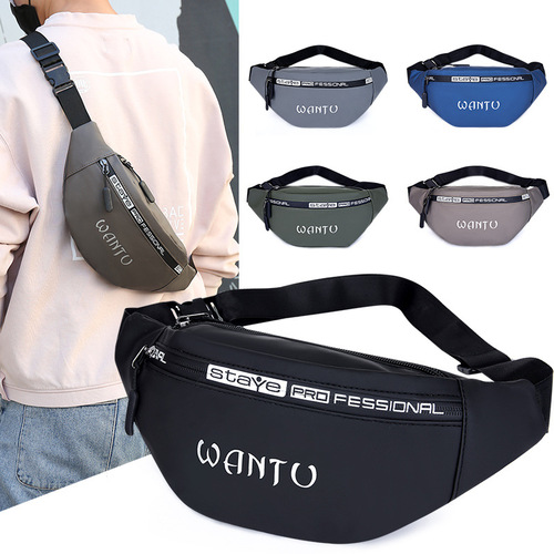 Foreign trade waist bag wholesale men's leather film chest bag large capacity women's waist bag crossbody bag business outdoor mobile phone bag