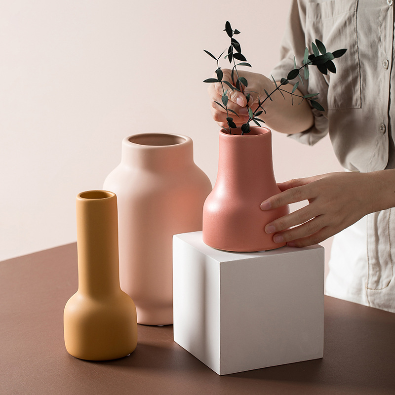 Nórdico Morandi florero de cerámica decoración creativa sala de estar flor seca TV gabinete mesa de comedor Decoración