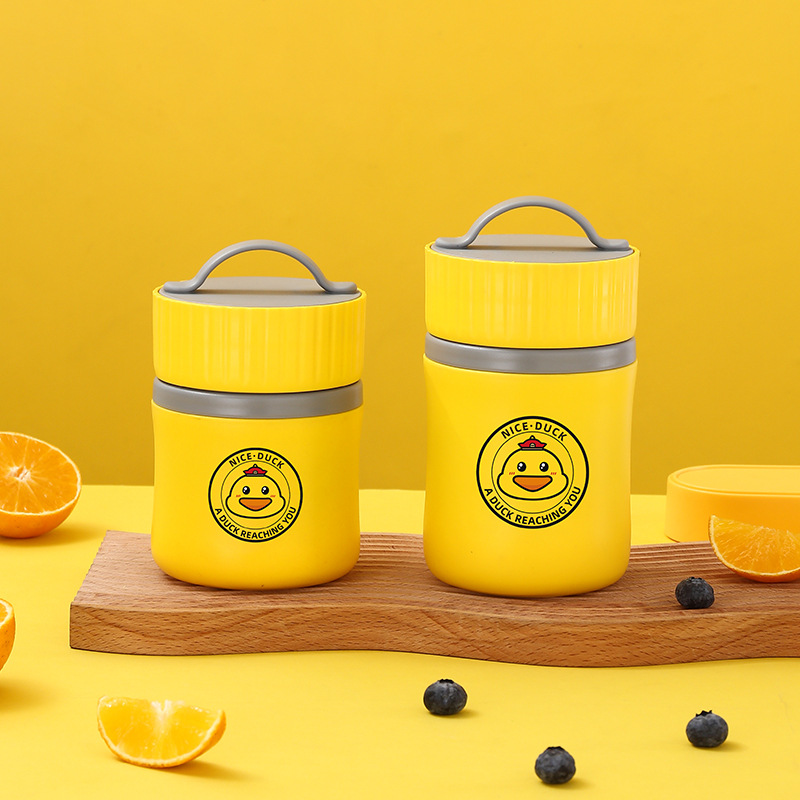 Yellow duck Breakfast Cup 304 stainless steel student Workers heat preservation Lunch box Soup bowl Bento Box Crisper