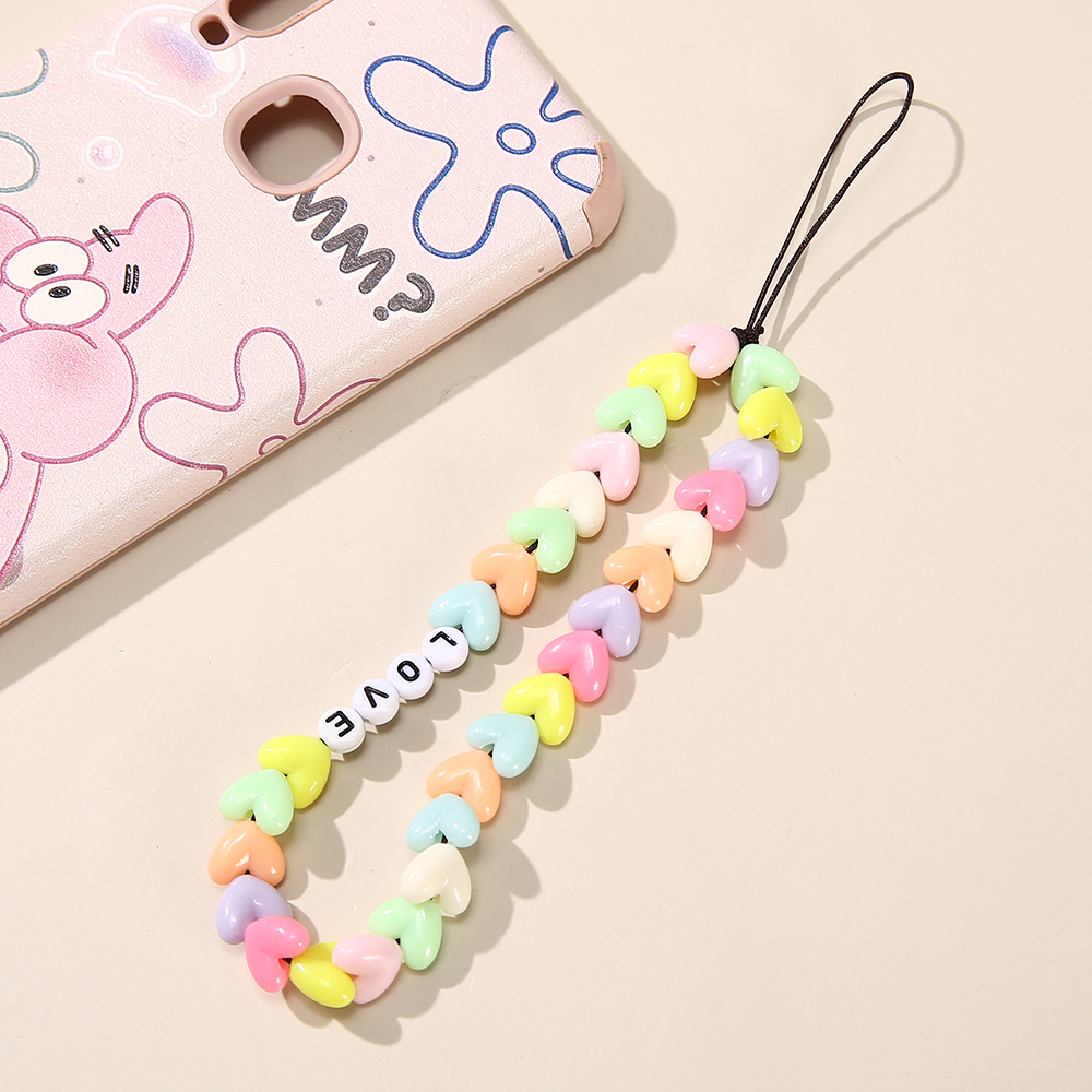 New Cartoon Candy Color Heart Letter Mobile Phone Chain Butterfly Star Pendant Anti-lost display picture 2