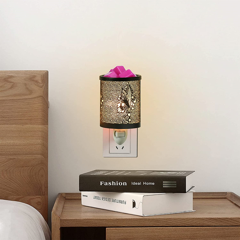 Amazon estándar americano hierro aromaterapia noche luz cera bloque calefacción fusión pared enchufe luz pequeña pared colgante plug-in máquina de aromaterapia