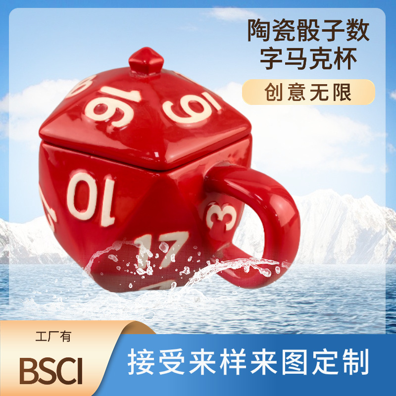 Mahjong dice taza de cerámica taza de desayuno taza de café de color taza de oficina taza de agua digital creativa taza de marca