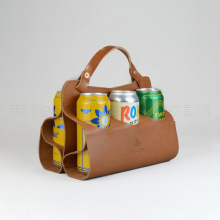 深圳跨境工厂差异化开发客制手提大容量皮革啤酒瓶手提袋6只装PU