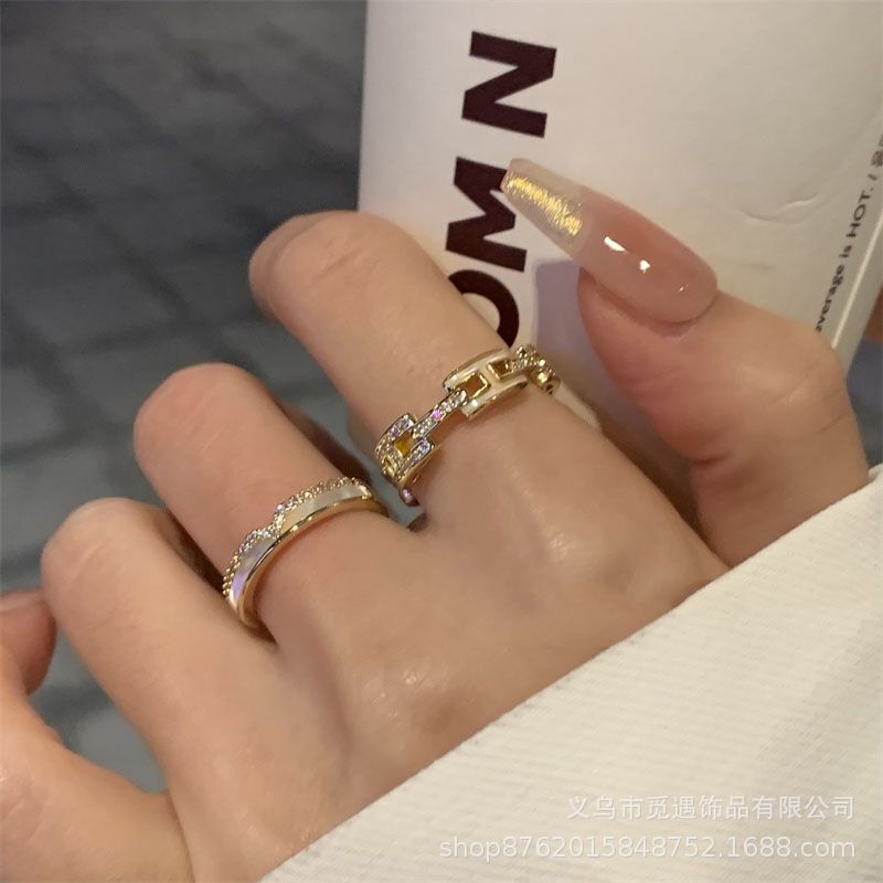 Letter H Ring Enamel Light Luxury High-End Feel Open Design 2025 New Popular Niche Design Unique Small Ring for Women Letter H Ring Enamel Light Luxury High-End Feel Open Design 2025 New Popular Niche Design Unique Small Ring for Women