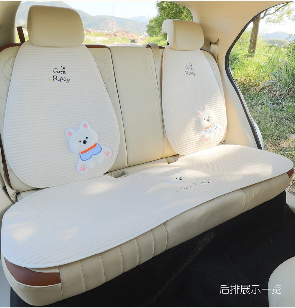 New Car Seat Cushion Winter Plush Cute Car Seat Cushion Advanced Warm Thickened Cartoon Car Seat Cover