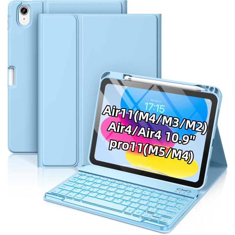 Suitable for iPad Tablet Air11 Protective Case Pro11 Pen Slot Magnetic Suction Backlit Bluetooth Keyboard M5 Shell M4 Mouse