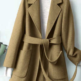 时尚减龄毛呢大衣女中长款春秋潮款宽松显瘦休闲呢子外套风衣