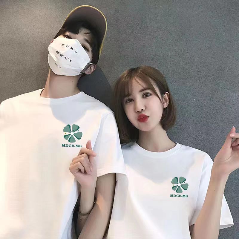 Unisex Couple's Basic T-Shirt, Women's Regular Shoulder Casual Versatile Short-Sleeve Summer New Pure Cotton Short-Sleeve T-Shirt for Women