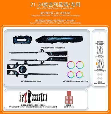 lighting: Xingrui, Xingyue L, Emgrand, Panel (Dashboard) işıqlandırması - 21-24-geely-xingruistar-sky-ribbon-style23-lightsdynamic-phantom-color