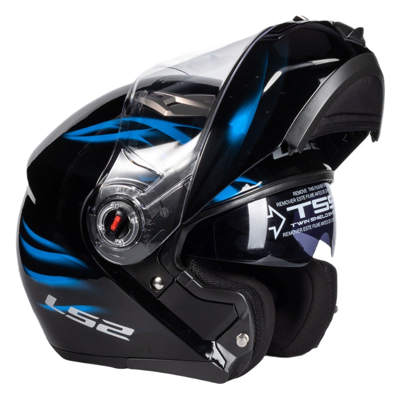 Casco de doble lente LS2 Casco de motocicleta Casco completo antivaho para hombres y mujeres Casco gris Semi Locomotora Four Seasons Universal FF370