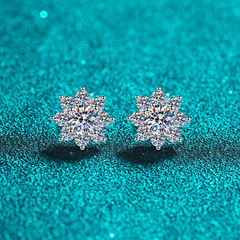 925 sterling silver snowflake earrings for women moissanite earrings plated pt950 gold earrings manufacturer wholesale