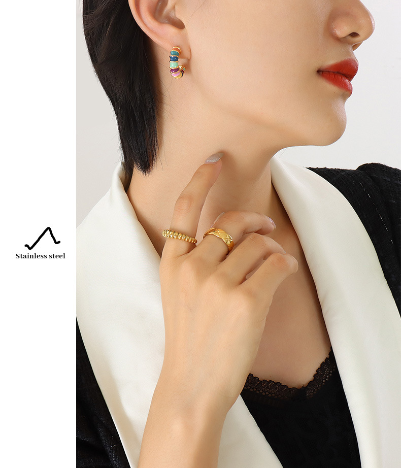 Real Gold Plated Plating Material Earrings Classification 18K Gold Plating Color Daily Occasion 304 Stainless Steel Material PVD Coated Real Gold Plated 18K Gold C Shape 304 Stainless Steel French Style Waterproof Non Tarnish Earrings