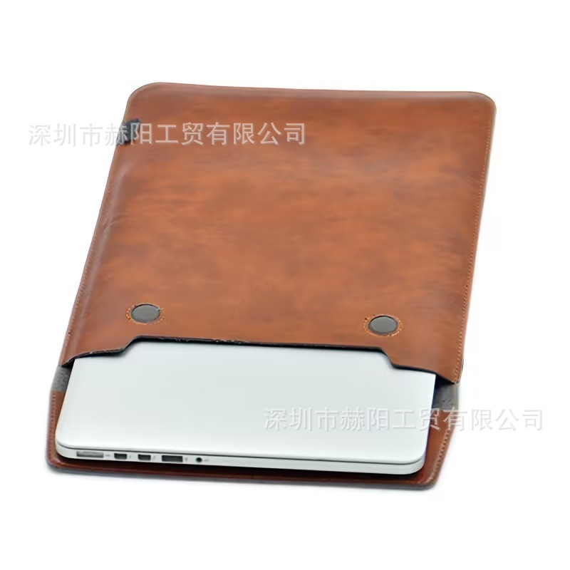 New Pu Leather Tablet Sleeve Laptop Bag Waterproof Protective Cover Lightweight 13inch Magnetic Closure Leather Case