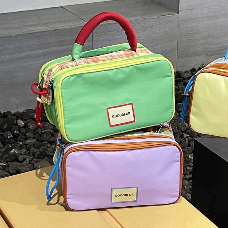 New Contrasting Color Cosmetic Bag, Large Capacity, Portable Toiletry Bag, Travel Partition Storage Bag, Cosmetic Bag with Good Appearance