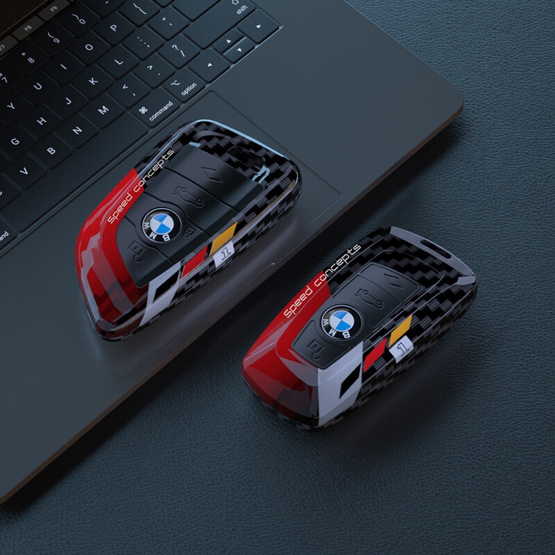 Suitable for BMW 5 Series key case new 3 Series carbon fiber texture key case 7 Series blade x5x6 square x1x3 shell buckle