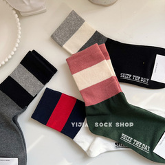 0韓國襪襪口拼色女襪子新款ETNA中腰棉襪東大門中筒秋冬流行休閒