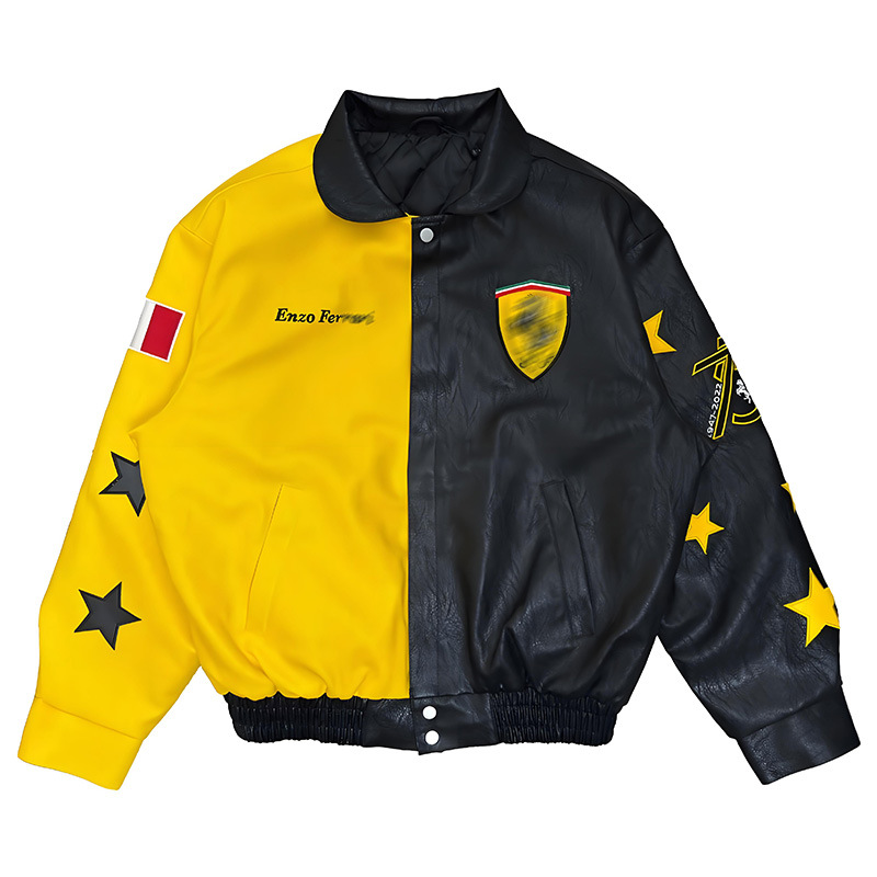 F1 Racing Suit Jacket Embroidered Casual Jacket Style Leather Jacket American Motorcycle Motorcycle Cycling Suit Retro Men and Women