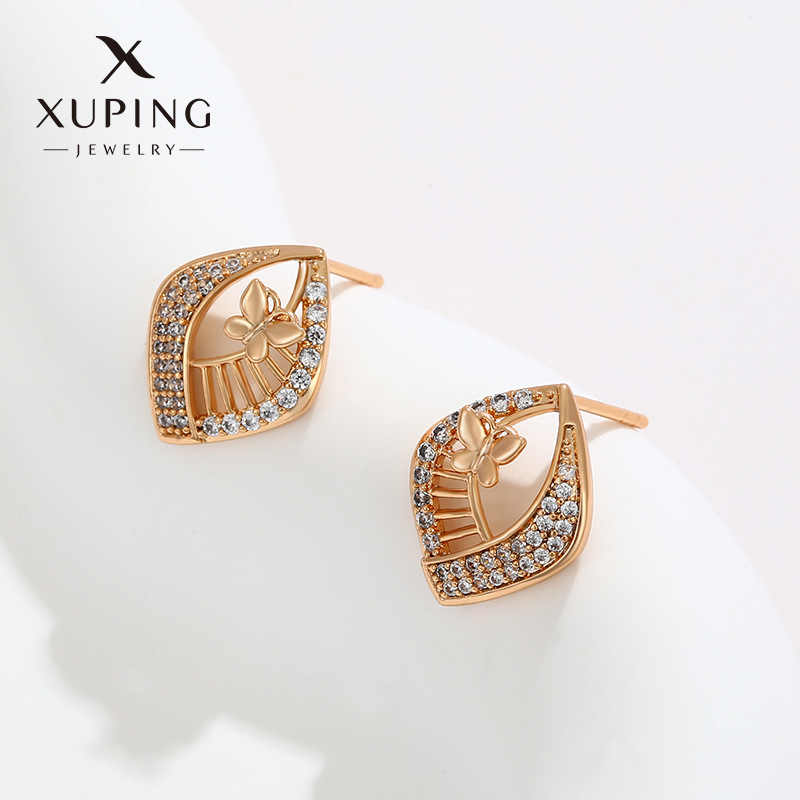 Pendientes de Aleación Xuping, Nuevos Pendientes de Botón de Mariposa de Moda 2023, Pendientes Femeninos de Nicho, Joyería al por Mayor para Mujer