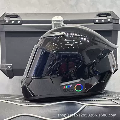Motosiklet kaskı (dəbilqə) — Full-Face Motorcycle Helmet, Motorcycle - bright-black-black-mirror-new-bluetooth-s-head-circumference-52-53-weight-45kg-or-less