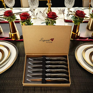 High-End Main Dining Knife, Sharp Steak Knife, Western-Style Knife, Stainless Steel Western-Style Tableware, Wooden Handle Knife