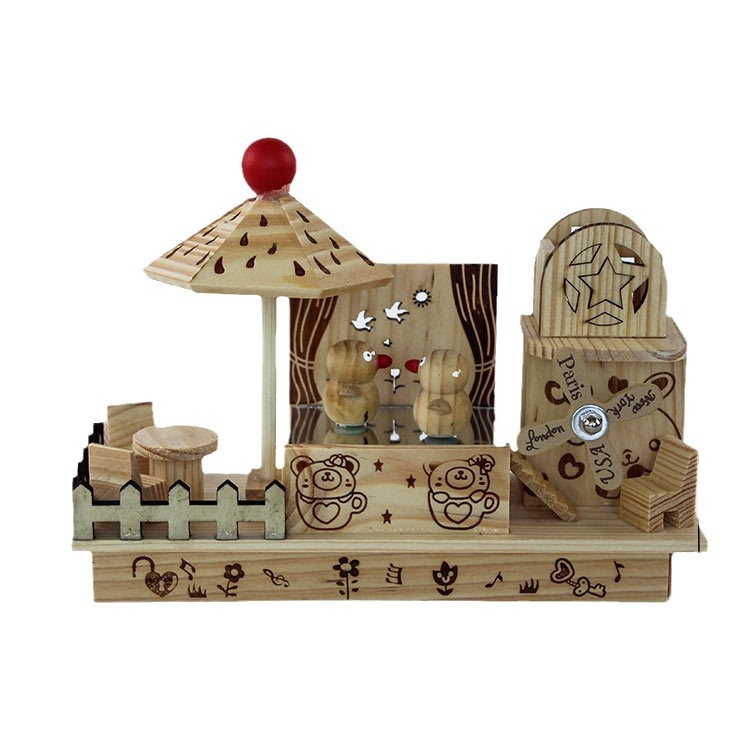 创意家居小鸟跳舞风车木质小鸭音乐盒八音盒木头旅游工艺品批发