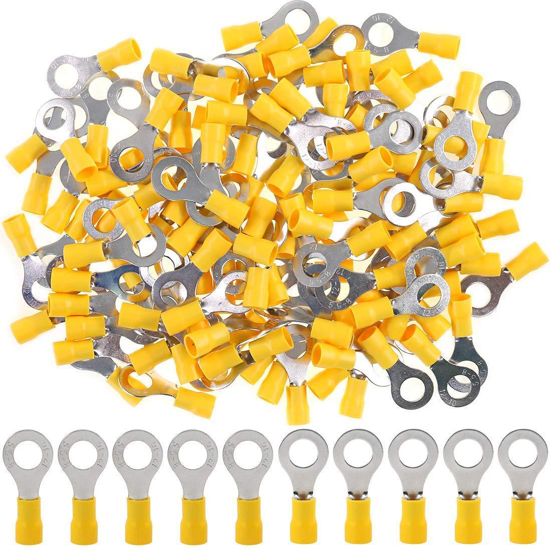 Hilitchi 100Pcs 12-10AWG Insulated Terminals Ring Electrical